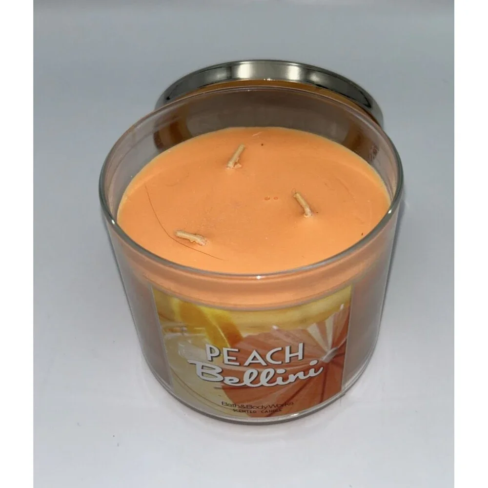 Bath & Body Works White Barn Peach Bellini Large 3-Wick Scented Candle 14.5 oz. - Picture 4 of 5